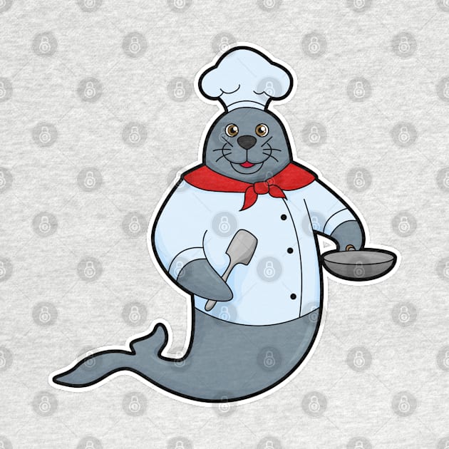 Seal as Cook with Pan & Spatula by Markus Schnabel